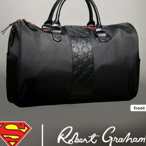 Robert Graham X Superman  Leather Trim Duffel Bag with Embossed Collectible
